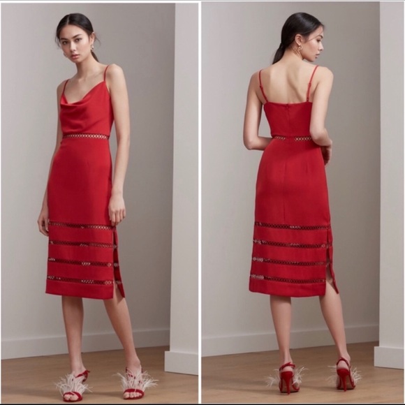 KEEPSAKE the Label Dresses & Skirts - Keepsake the Label Indulge Cowl Neck Sheath Dress Size XL NWT Red Wedding Guest